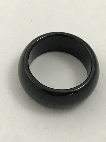 Imagem 3 de 6 de Anel Jade Preto Unissex 1 Cm Largura Nº 24