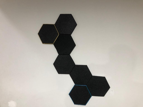 Placa Hexagonal Colméia 3d Borracha 16 Mm Preto Kit 10 Pcs
