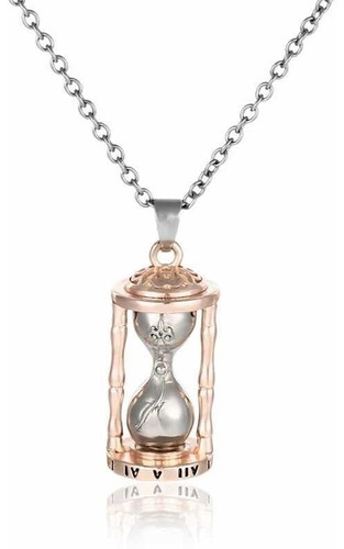 Collar Con Dije Reloj De Arena Relicario Perfume Cenizas Color Plateado