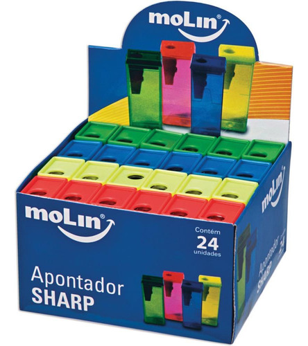 Apontador Com Deposito Sharp 1 Furo Cores Sortidas Cx.c/24