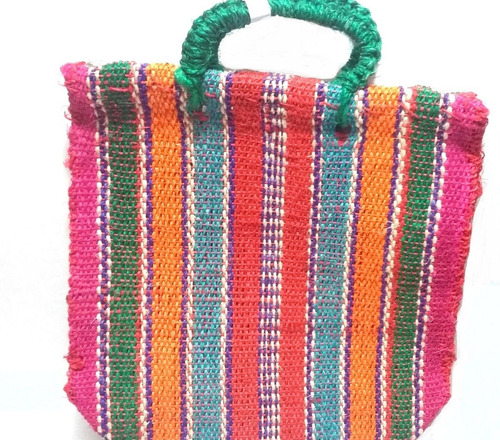 Bolsa Mandado Ixtle Artesanal 49x50cm Rayada,ecológica,2pzas