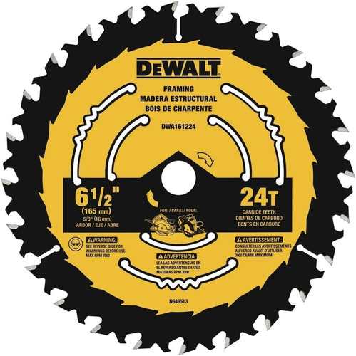 Disco Lâmina Serra Circular 165mm Madeira 6 1/2  24d Dewalt