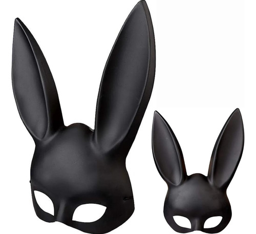 Mascara Antifaz De Conejo Negro Media Cara Disfraz Halloween