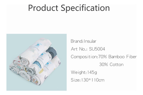 Manta Swaddle Insular Bambú.algodón Suave. Transpirable P