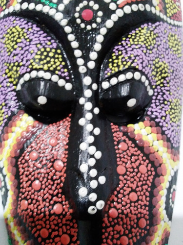 Hermosa Máscara Decorativa, Puntillismo, Origen Indonesia