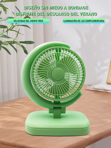 Ventilador Abanico De Escritorio Recargable Lampara Portatil