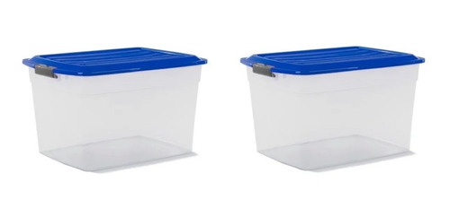 Caja Organizador Plastico Apilable Tapa Taper 34 Lts Kit X2