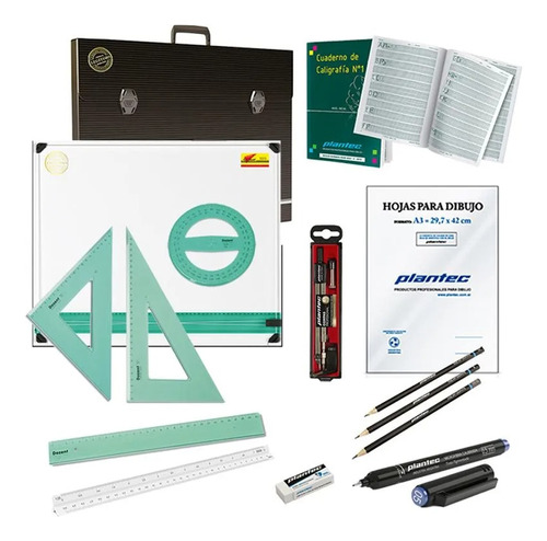  Kit De Dibujo Técnico Dozent Tablero 50x60 C/ Atril 23 Art 