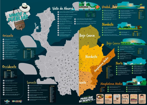 Mapa De Antioquia Para Raspar Mapa Turístico Scratch Poster