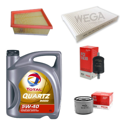 Kit 4 Filtros + 4l Aceite Total 5w40 Renault Kangoo Ii