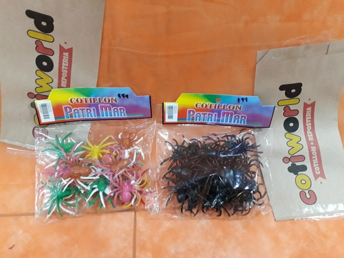 Arañas Medianas De Colores Y Negras X24 Halloween