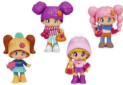 Pinypon - 4 Personajes Equipados Para Nieve - Accesorios - 