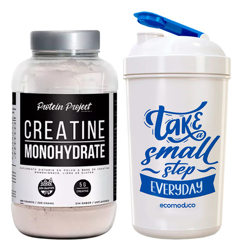Protein Project Combo Creatina Monohidrato X200gr + Vaso Sabor Sin Sabor