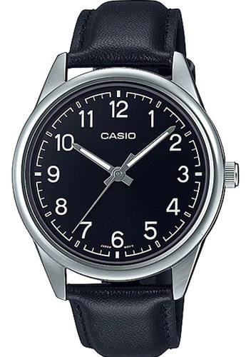 Reloj Casio Quartz Mtp-v005l-1b4 Hombre Piel Negro 