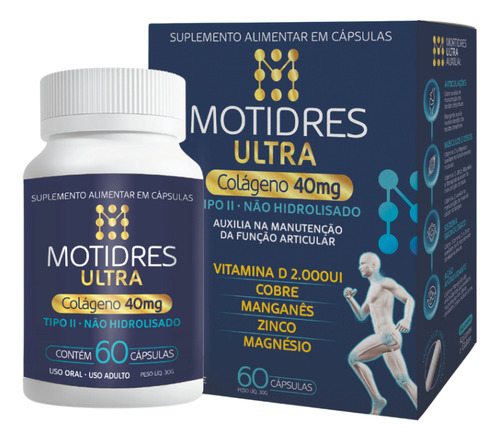 Motidres Ultra Colágeno Tipo 2 40mg Não Hidrolisado 60 Cáps Sabor Sem Sabor