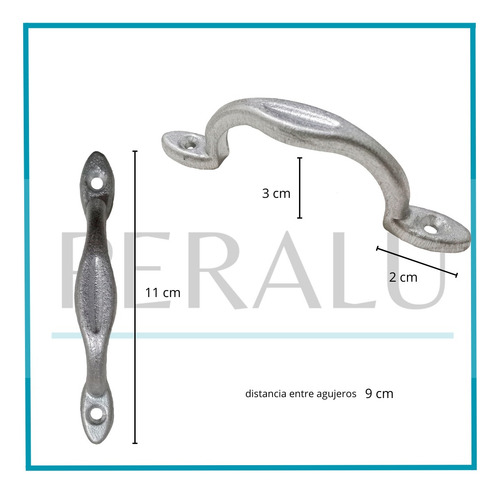 Manija Puente Cajón Aluminio Natural 110mm Pack X 25u. Aluminio Natural