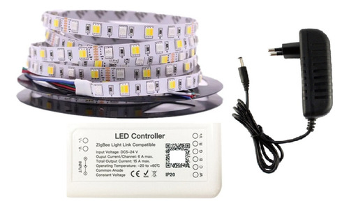 Fita Led Rgbcct 5 Mt Ip20 6vias + Controlador Zigbee + Fonte