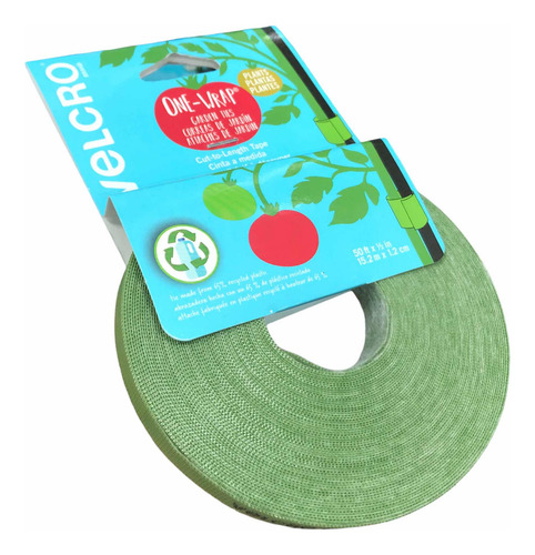 Rollo Abrazaderas Jardín Verde Velcro One Wrap 12mm X 15.2m