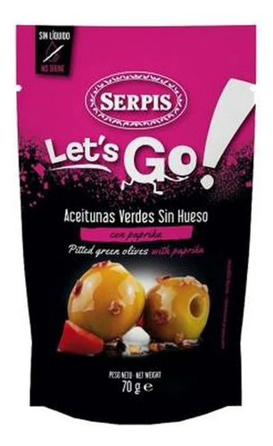 8 Pzas Aceitunas Verdes Serpis Let's Go! Sin Hueso Con Papri
