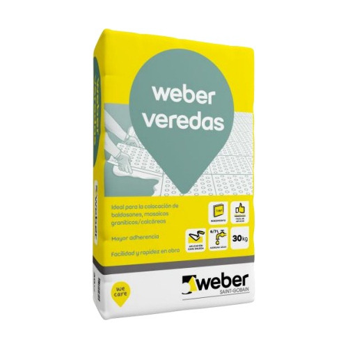 Weber Veredas Mezcla Capa Gruesa 30 Kg Blanco