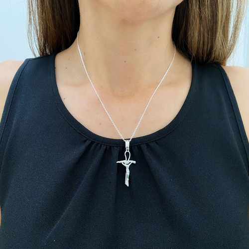 Imagen 6 de 10 de Dije Cristo De Plata .925 Circonia Hombre Mujer Agálea