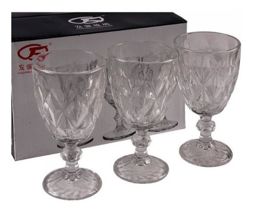 Juego Copa Vidrio Labrada Transparente Set X 6 Vino Agua 