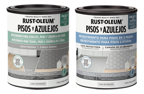 Pintura Pisos Y Azulejos Fácil Aplicación 2 Pasos X 1,892 L