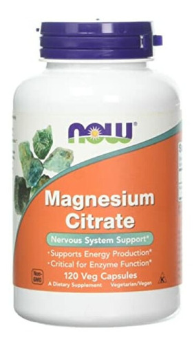 Now Magnesium Magnesio De Citrato 120 Cápsulas Vegetarianas 