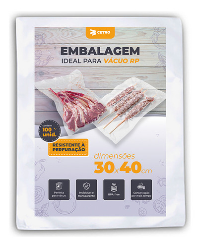 Embalagem A Vácuo Resistente A Perfuração 30x40cm - 100 Und