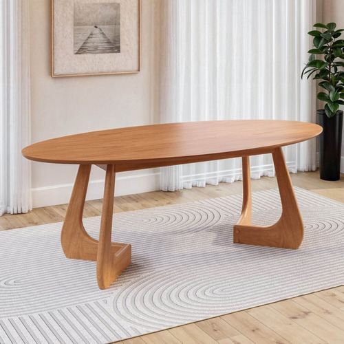 Kit Mesa De Jantar Oval Paineira 210cm E 4 Cadeiras Jandaia