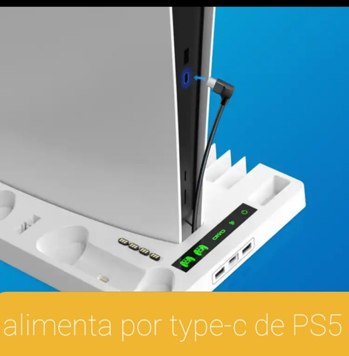 Imagen 3 de 10 de Ps5 Base Y Cargador 2 Joystick +cooler (digital/disco) Oivo