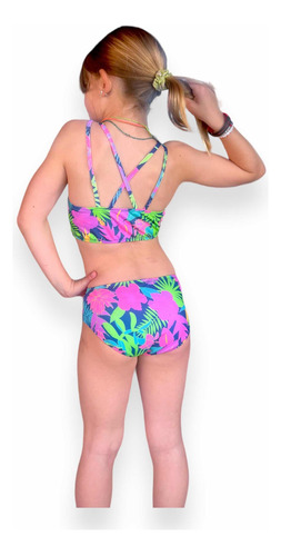 Malla Bikini Cali Niña Uvupf50+ Top Tiras + Bombi Tropical E