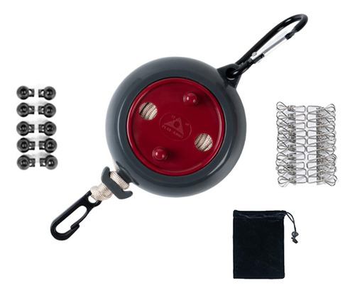 Tendedero Para Acampar Sin Taladro Cuerda Rojo 8m Con Bolsa