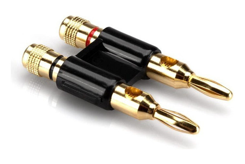 Conector Doble Plug Banana Metalico Dorado