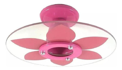 Lustre Plafon - Flor Rosa - 1 Vidro - Quarto Infantil