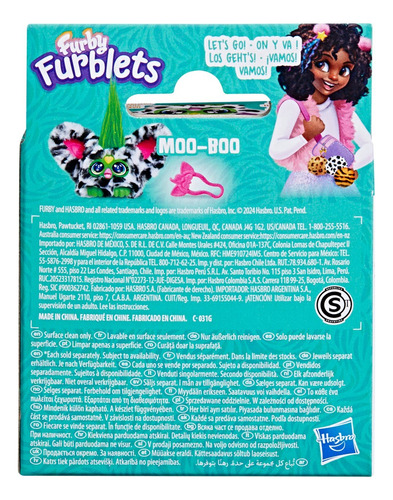 Furby Furblets Miniamigo Moo-boo Pelaje De Vaca Blanco Y Negro