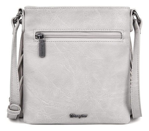 Wrangler Crosbody Denim Con Flecos Para Mujer Azul Y Blanco Mezclilla Níquel Blanco
