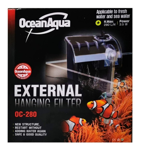 Filtro De Cascada De Peceras 5 A 20 Litros Ocean Aqua Oc 280