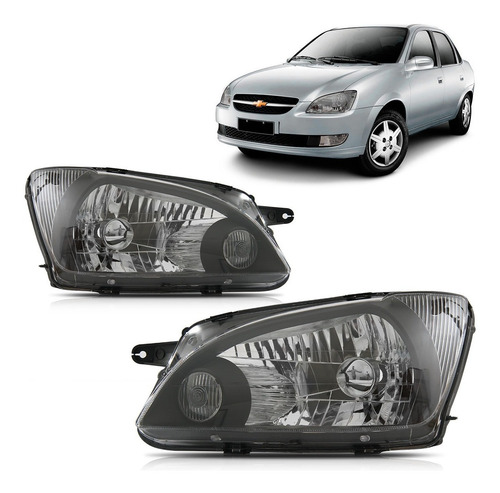 Par Farol Corsa Classic 2011 2012 13 14 15 16 Máscara Negra