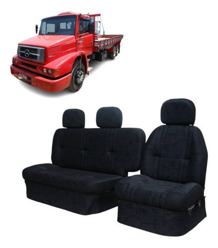 Jogo Sofá Cama Individual Mercedes Benz 1618-e/1620 Até 1999 Preto Jogo Sofá Cama Individual Mercedes Benz 1620