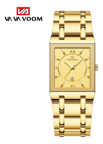 Reloj Rectangular Con Correa De Acero Inoxidable Para Hombre