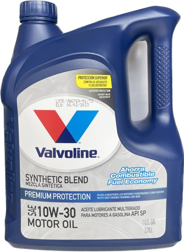 Aceite Motor Semisintetico Valvoline Sb Api Sp 10w30 - 1 Gal