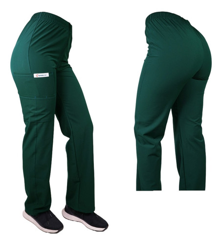 Pantalón Clínico Recto Antifluido Unisex Verde Botella799-12