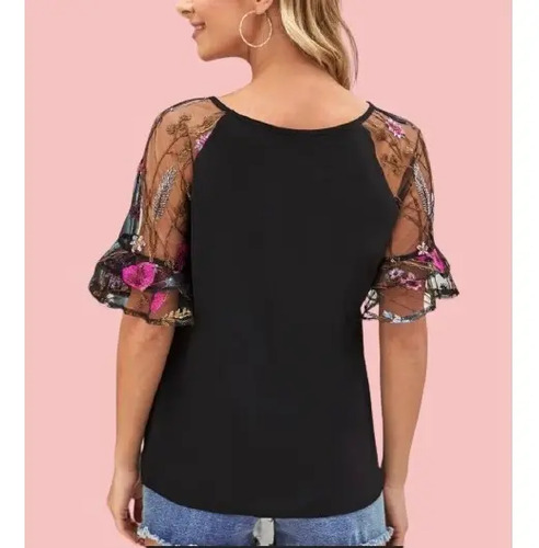 Blusa Shein Mangas Con Transparencia Floreado Moda Mujer | MercadoLibre