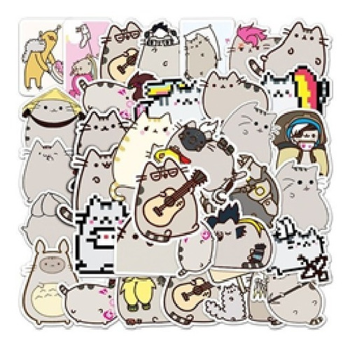 50 Stickers Impermeables Gatos