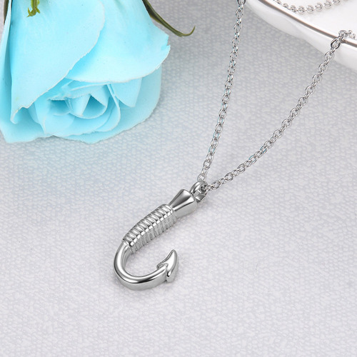 (bk)hook Scent Bottle Necklace Ash Fish Hook Stainless Steel