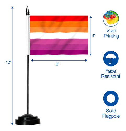 Conjunto De Bandeiras De Mesa Anley Sunset Lesbian Pride Com
