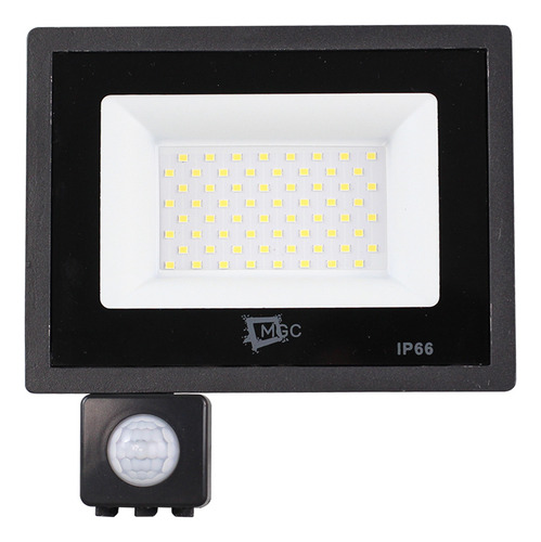 Refletor Com Sensor De Presença Led 100w Holofote Fotocélula Carcaça Preto Luz Branco-frio 127/220v