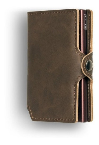 Billetera Walla Wallets Vintage Pardo Cuero Card Slider Rfid