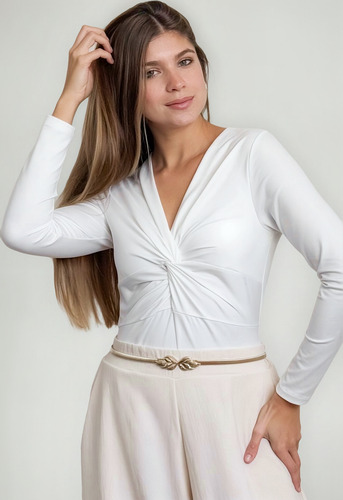 Body Escote Microfibra Mujer Negro Liso Único